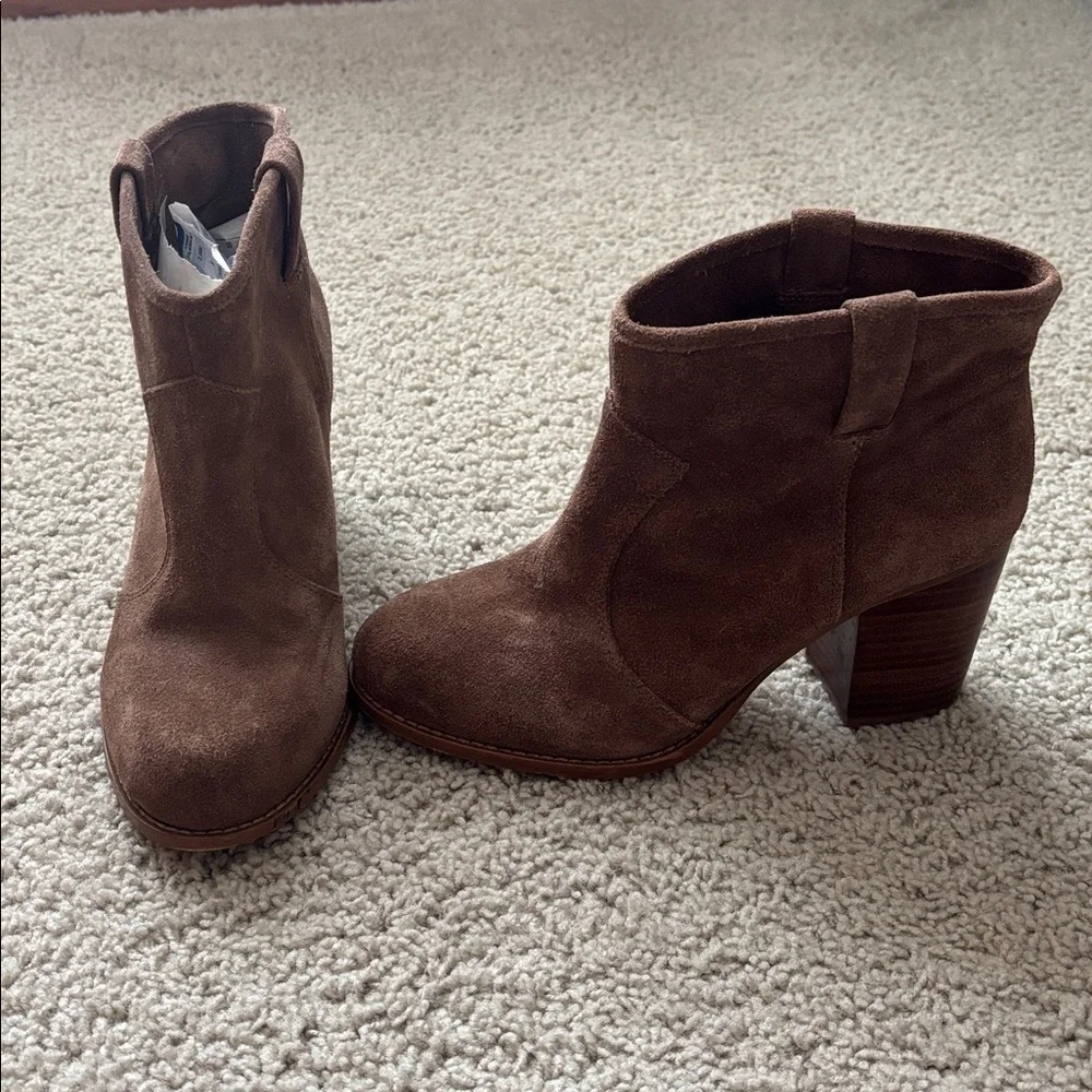 Splendid Lakota Brown Suede Block Heel Ankle Booties- size 9